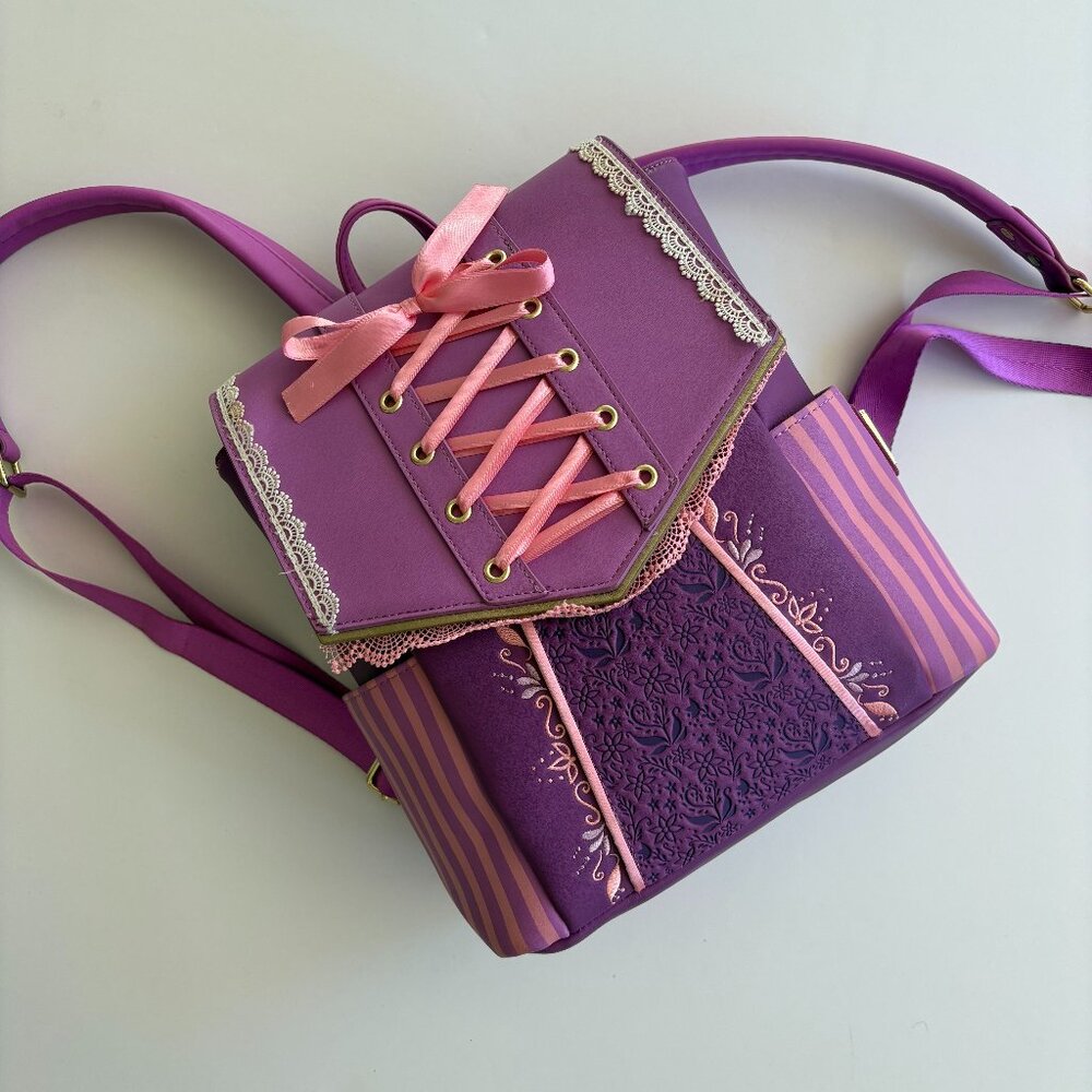 LOUNGEFLY Disney Princess Rapunzel Corset Backpack EUC